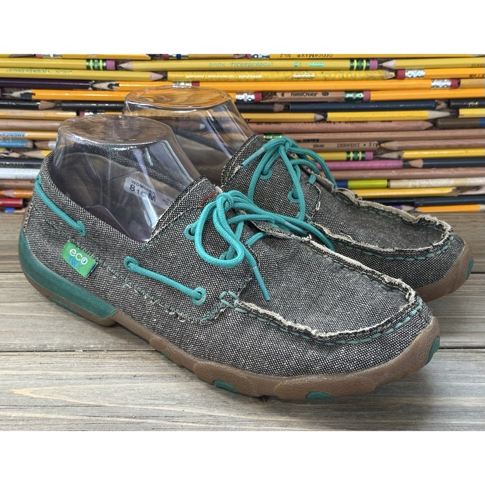 Twisted X Shoes Driving Mocs Brown Canvas WDM0085 Women's Sz 8.5 M